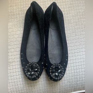Stuart Weitzman Suede Flats with Jewels
